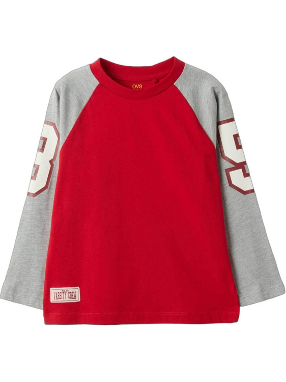 OVS Παιδικό T-Shirt Μακρυμάνικο Κόκκινο Γκρι 2821029