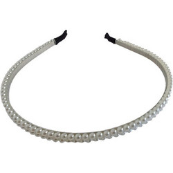 RO Accessories Στέκα Μαλλιών Υφασμάτινη Πέρλες Ασημί C125216