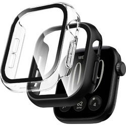 Tech-Protect Defense 2-pack Πλαστική Θήκη Tempered Glass για Apple Watch 12 46mm Μαύρη Διαφανής