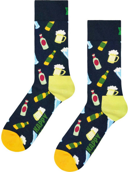 Happy Socks Beer Ανδρικές Κάλτσες Ψηλές με Σχέδια Navy Μπλε P006253-2190