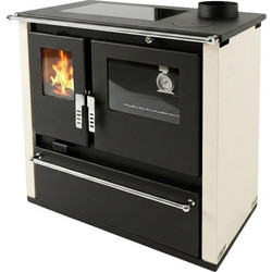 Verso CS Plus Inox Ceramic Ivory Right Ξυλόσομπα με Φούρνο 7.7kW