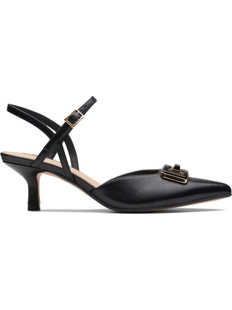 Clarks Violet55 Γόβες Slingback Δερμάτινες με Λεπτό Χαμηλό Τακούνι Μαύρες 26171432