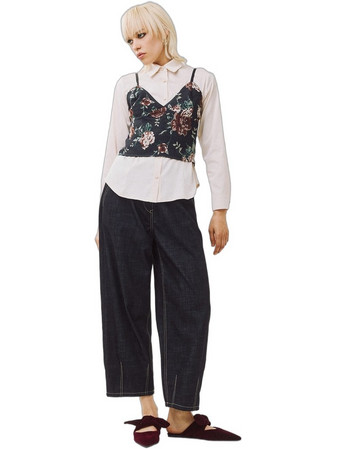 Figaro Γυναικείο Χειμερινό Crop Top Ριπ Navy Μπλε 262-345