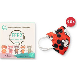 Tiexiong FFP2 Filtering Half Mask Παιδική Κόκκινη με Mickey Mouse 1τμχ