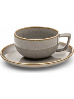 Yuk Σετ Φλιτζάνια Cappuccino & Τσαγιού Πορσελάνης Γκρι 250ml 6τμχ SNG08GR