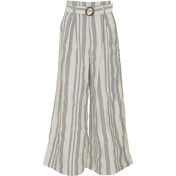 Free People Ψηλόμεση Υφασμάτινη Γυναικεία Παντελόνα Loose Εφαρμογή Καμπάνα Μπεζ OB938344