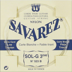 Savarez 523B G White Χορδή Κλασικής Κιθάρας G Nylon Light Tension