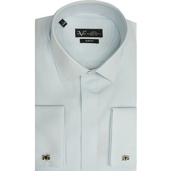 Versace 19V69 Riva Rex 11.25 Ανδρικό Πουκάμισο Βαμβακερό Μακρυμάνικο Κανονική Γραμμή Γαλάζιο