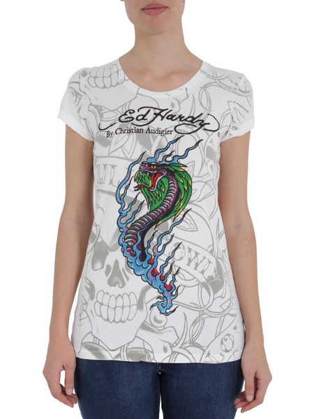 Μπλούζα Κοντομάνικη Ed Hardy Flaming Cobra A9W8FSES-WHITE-White Γυναικείο