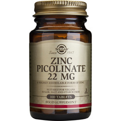 Solgar Zinc Picolinate 22mg 100 Ταμπλέτες