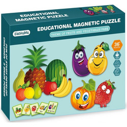 Blue Toys Wooden Magnetic Puzzle Game Φρούτα - Λαχανικά 201430