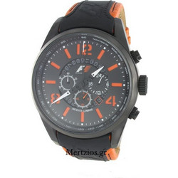 Formula 1 Chrono Orange Ανδρικό Ρολόι Χρονογράφος με Μαύρο Πορτοκαλί Δερμάτινο Λουράκι F5043D