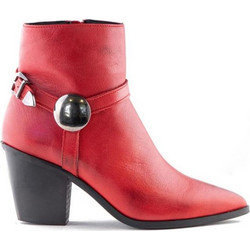 Fardoulis Γυναικεία Μποτάκια Cowgirl Suede Κόκκινα με Χοντρό Χαμηλό Τακούνι K-217