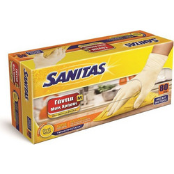 Γάντια Βινυλίου Μεγάλης Αντοχής SANITAS χωρίς πούδρα (Λευκά, Medioum) Σετ 80 τεμαχίων