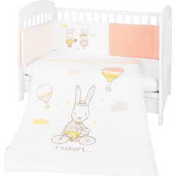 KikkaBoo Rabbits In Love Σετ Κούνιας 70x140cm White 3τμχ