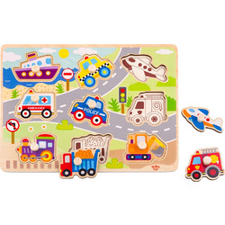 Παιδικό Puzzle Tooky Toy Σφηνώματα Οχήματα 9 Κομμάτια