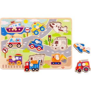 Παιδικό Puzzle Tooky Toy Σφηνώματα Οχήματα 9 Κομμάτια