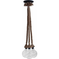 Heronia Lighting UT-3L TS Rope Κρεμαστό Φωτιστικό Οροφής με Σχοινί Τρίφωτο E27 Καφέ 31-0196