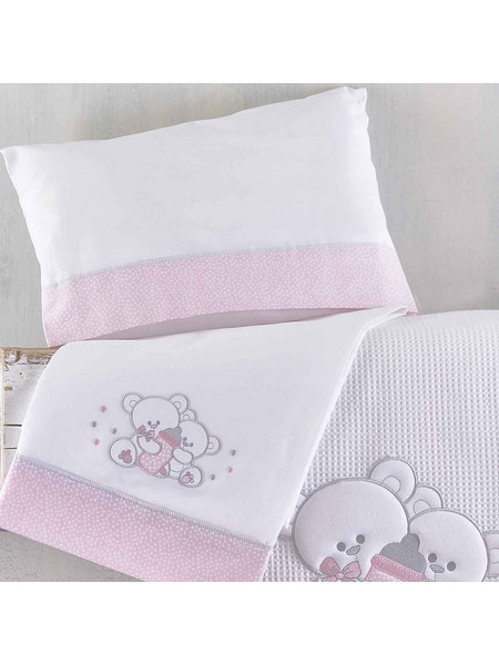 Rythmos Cuddles Σετ Βρεφικά Σεντόνια Κούνιας Βαμβακερά 100x160 Pink