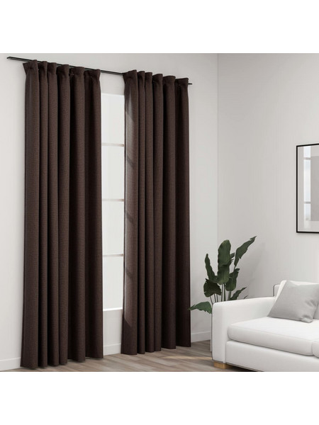 vidaXL Σετ Κουρτίνες Συσκότισης με Γάντζους 140x225 2τμχ Taupe 321205