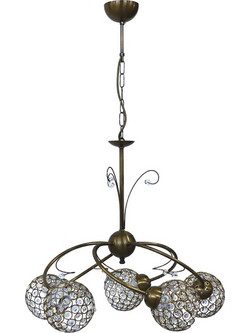 Heronia Lighting Chris 5L Bronze Κρεμαστό Φωτιστικό Οροφής με Κρύσταλλα Πολύφωτο E27 Φ60cm 01-0265
