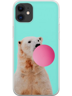 Θήκη Bubblegum Polar Bear iPhone 11 Flexible TPU (Διάφανη Σιλικόνη)