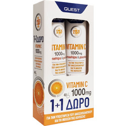 Quest Vitamin C 1000mg Rose Hips & Ρουτίνη 2x20 Αναβράζοντα Δισκία