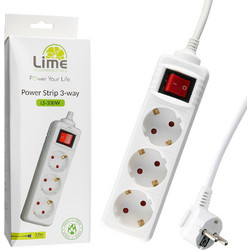 LIME ΠΟΛΥΠΡΙΖΟ 3 ΣΟΥΚΟ LS-330W ΜΕ ΔΙΑΚΟΠΤΗ-ΠΑΙΔΙΚΗ ΠΡΟΣΤΑΣΙΑ (3x1.5mm2) 3.0m ΑΣΠΡΟ
