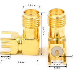 SMA female plug Right Angle 90 DEGREE SMA-KWE PCB Mount connector RF adapter