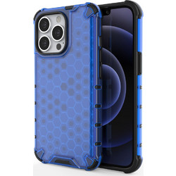 Honeycomb Case armor cover with TPU Bumper for iPhone 13 Pro blue