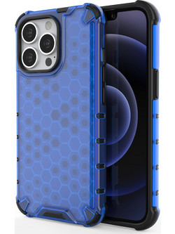 Honeycomb Case armor cover with TPU Bumper for iPhone 13 Pro blue