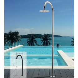 Στήλη Ντους Εξωτερικών Χώρων - Πισίνας Tema Φ50 Inox SS 316 με κεφαλή ΙΝΟΧ Φ30 (6012)