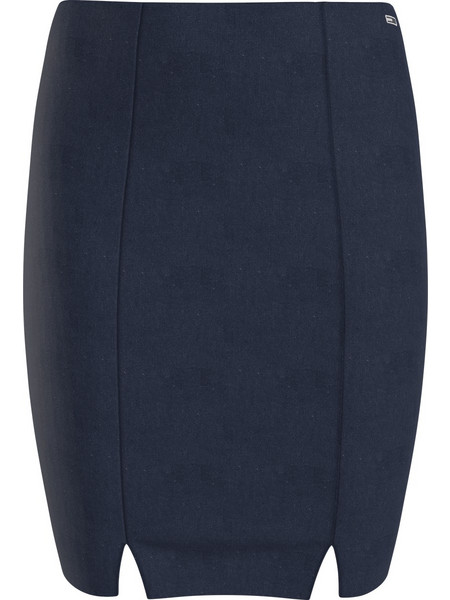 Tommy Jeans Side Slit Bodycon Μίντι Φούστα Υφασμάτινη Ψηλόμεση Μπλε DW0DW12915