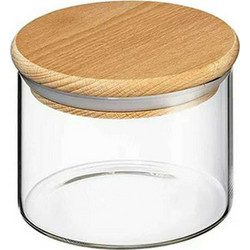 Βάζο Αποθήκευσης 73.056440 Φ10,5x8cm 350ml Clear-Natural Zassenhaus Ξύλο,Γυαλί