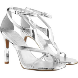 DKNY Audrey Γυναικεία Πέδιλα Λουστρίνι Ασημί με Λεπτό Ψηλό Τακούνι K22126-CHO