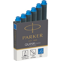 Αμπούλες Μελάνης Mini Quink Ιnk Cartridges Washable Blue Parker 6τεμ