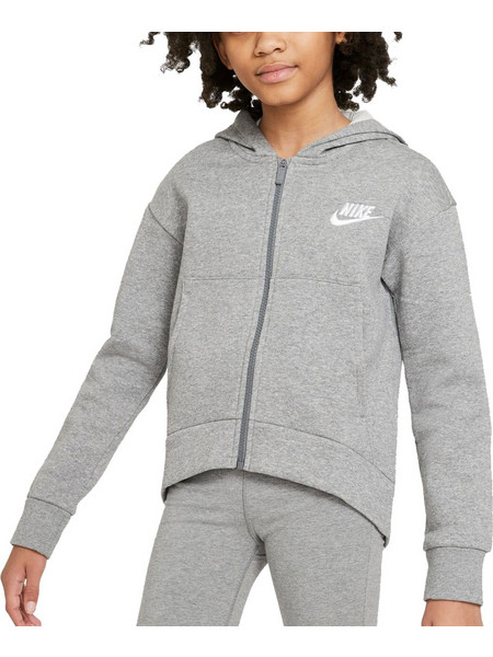 Nike Παιδική Ζακέτα Φούτερ με Κουκούλα και Φερμουάρ Γκρι DC7118-091