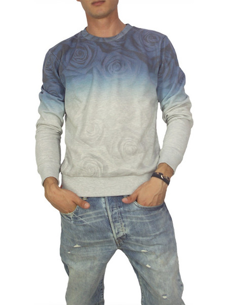 Dip dye ανδρική φούτερ μπλούζα γκρι-μπλε 606497-bl