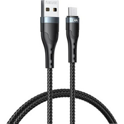 Remax USB cable - micro USB for charging and data transmission 2.4A 1m (Μαύρο) (RC-C006)