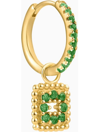 Γυναικείο ασημένιο σκουλαρίκι KALK CUBO EMERALD Χρυσό