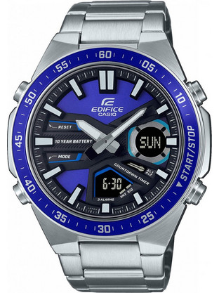 Casio Edifice Ανδρικό Ρολόι Χρονογράφος με Ασημί Μεταλλικό Μπρασελέ EFV-C110D-2AVEF