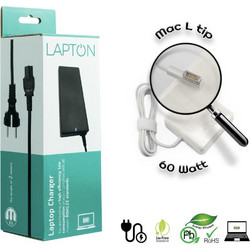 Lapton Φορτιστής Laptop 60W 16.5V 3.65A για Apple με Ενσωματωμένο Καλώδιο Τροφοδοσίας Magsafe AC25