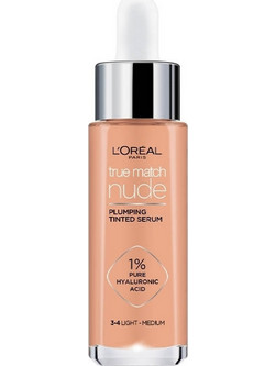 L'Oreal Paris True Match Nude Plumping Tinted Serum 3-4 Light Medium Liquid Make Up 30ml