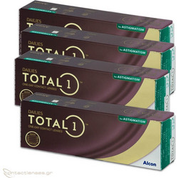 Alcon & Ciba Vision Dailies Total 1 Astigmatic Ημερήσιοι Φακοί Επαφής Αστιγματικοί Σιλικόνης Υδρογέλης με Φίλτρο UV & Blue Blocker 120τμχ