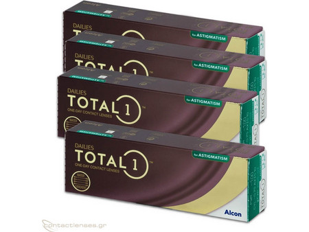 Alcon & Ciba Vision Dailies Total 1 Astigmatic Ημερήσιοι Φακοί Επαφής Αστιγματικοί Σιλικόνης Υδρογέλης με Φίλτρο UV & Blue Blocker 120τμχ
