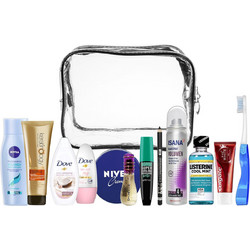 STOP TO SHOP! Custom Bundle Travel Essentials kit in a PVC Vanity case for women