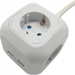 Πολύπριζο Κύβος 4 Θέσεων με 2 Θύρες USB amp Καλώδιο 3G1.5mm2 και 1.4m 8800 8800