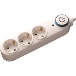 ALFAONE DX03BKL (700102) WHITE 3-ΘΕΣΕΩΝ ΜΕ 1.5m ΚΑΛΩΔΙΟ amp ΜΕ ΔΙΑΚΟΠΤΗ +ΠΡΟΣΤΑΣΙΑ ΥΠΕΡΤΑΣΗΣ 700102 (DX03BKL)