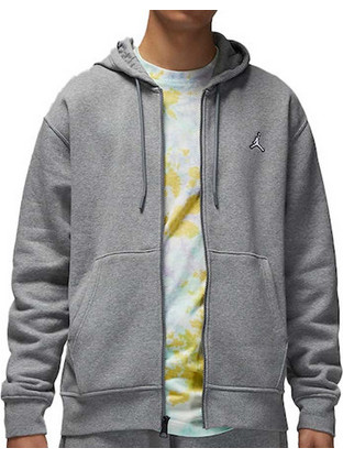 Jordan Essentials Ανδρική Ζακέτα Fleece με Κουκούλα και Φερμουάρ Γκρι DQ7350-091