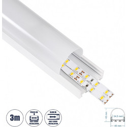 GloboStar SURFACEPENDANT-PROFILE 70871-3M Προφίλ Αλουμινίου - Βάση & Ψύκτρα Ταινίας LED με Λευκό Γαλακτερό Κάλυμμα - Επιφανειακή & Κρεμαστή Χρήση - Πατητό Κάλυμμα - Λευκό - 3 Μέτρα - Μ300 x Π4.5 x Υ4.